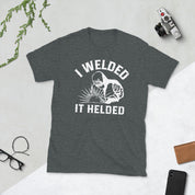 „I Welded It Helded“, „Suvirintojo unisex marškinėliai“, „Suvirintojo dovana“ linksmi retro suvirinimo silueto marškinėliai – plusminusco.com