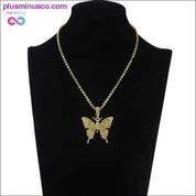 Iced Out butterfly necklace chain Bling Rhinestone pendant - plusminusco.com