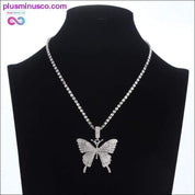 Iced Out butterfly necklace chain Bling Rhinestone pendant - plusminusco.com
