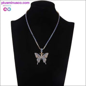 Iced Out butterfly necklace chain Bling Rhinestone pendant - plusminusco.com