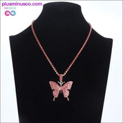 Iced Out butterfly necklace chain Bling Rhinestone pendant - plusminusco.com