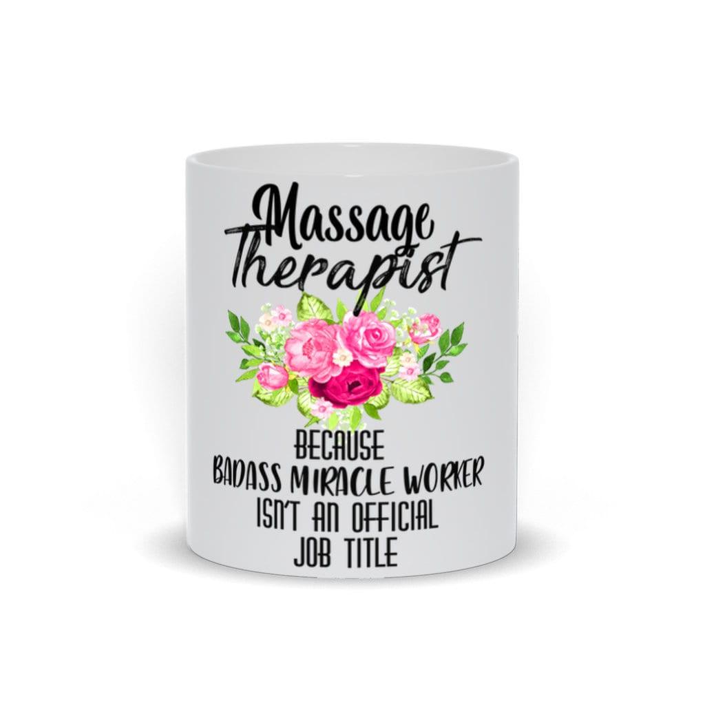 Massage Therapist Mugs, beacuse badass miracle worker isn&#39;t an official job tittle, gift ideas for massage therapist coffee mug, funny mug, gift for therapist, Massage, Massage Therapist, massage therapists, massage therapy, massage therapy gift, miracle worker, personalized mug, therapist gift, therapist mug, Therapist Mugs - plusminusco.com