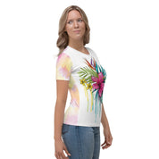 Jarní Vintage květina Barevné tričko || Přírodní tričko z divokých květin || Celoplošný potisk přírodních květin, květ ibišku, havajská košile, - plusminusco.com