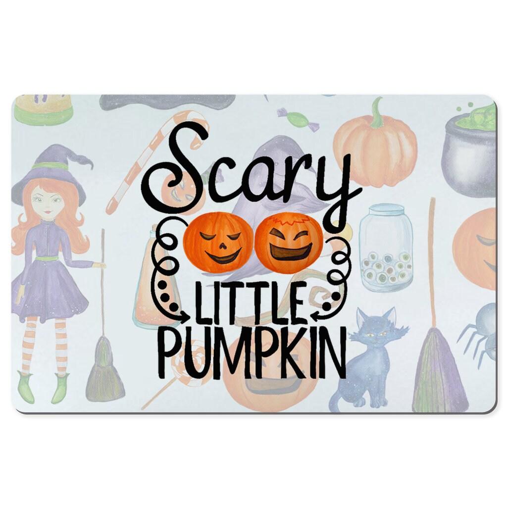 Scary Little Pumpkin Desk Mats 12x18 black halloween, custom desk mat, Halloween gift, Halloween ideas, Halloween Mug, Its never too early, large desk pad, orange halloween, Pumpkin Desk Mats, pumpkin spice mug, pumpkin spice season, Scary Little, spice too late - plusminusco.com