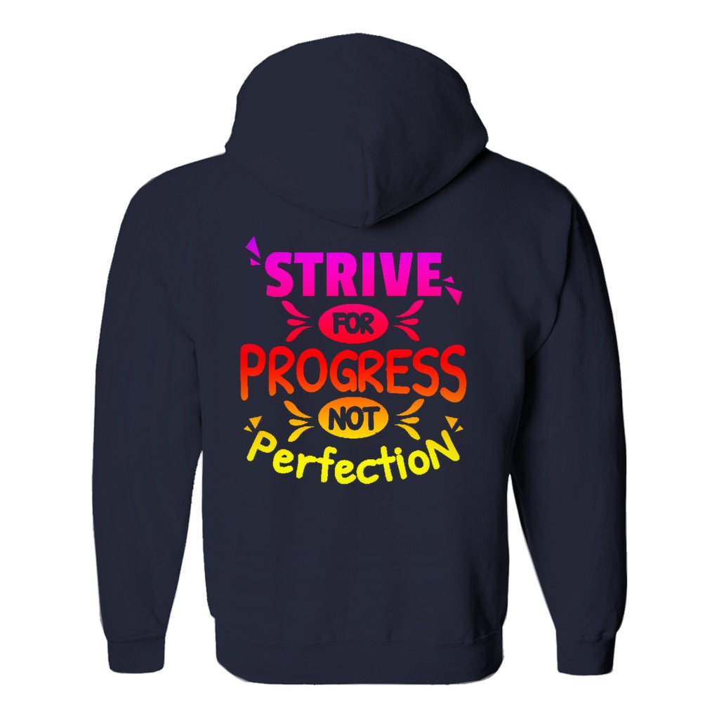 Stræb efter fremskridt ikke perfektion Hættetrøjer (ingen lynlås/trøje), Motiverende T-shirt, Gymnastiktrøje, Gym Motivation, Motivationstrøje, Motivation - plusminusco.com