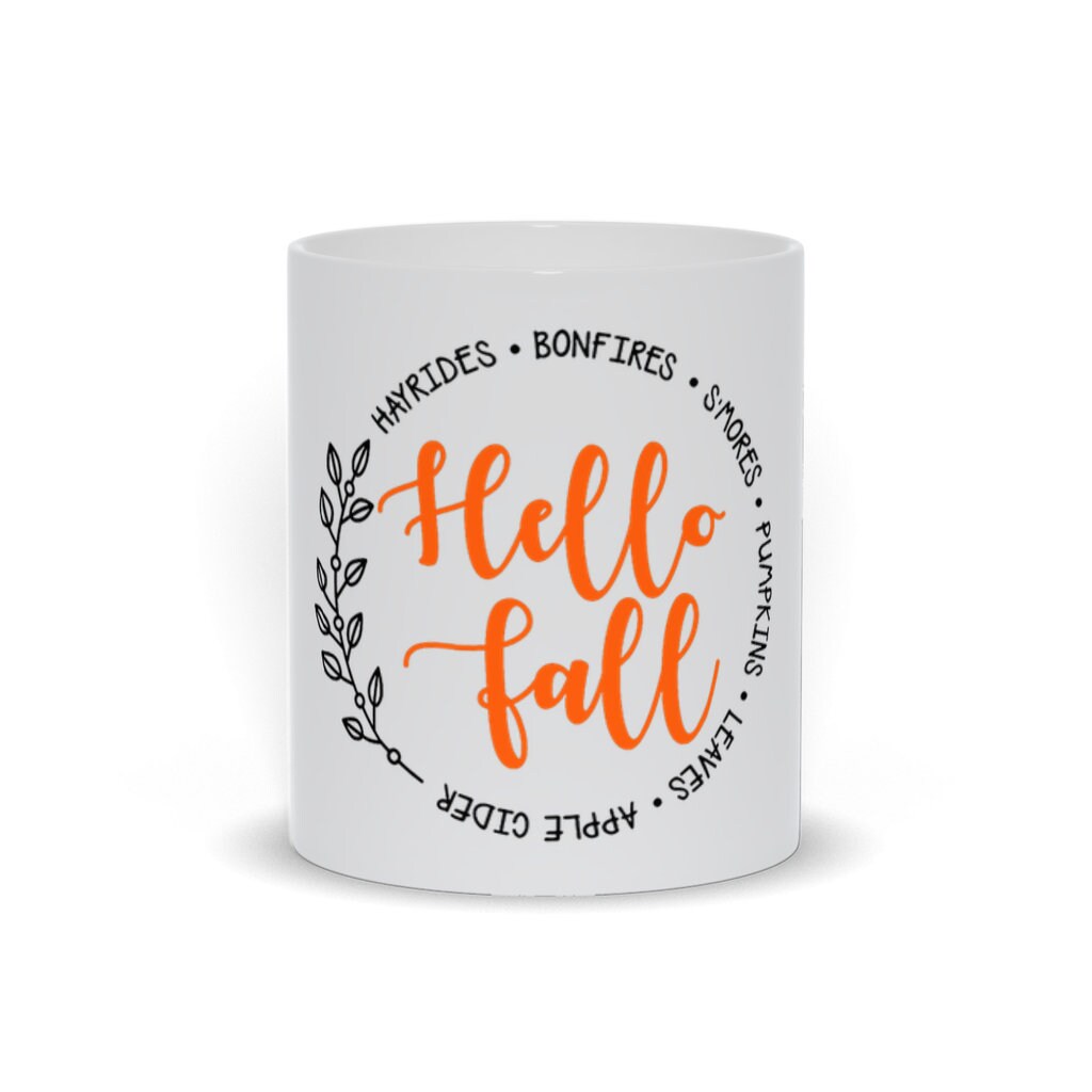 Hello Fall Coffee Mug, Autumn Mug, Unique Coffee Mug, Seasonal Mug, Gift For Sister, Gift For Her, Hello Fall Mug, Best, Fall Decor - plusminusco.com