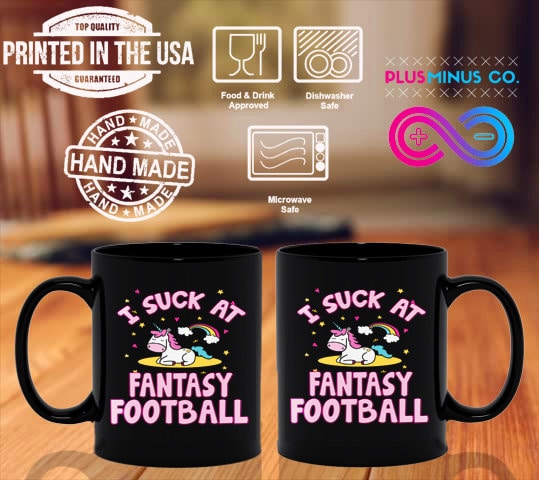 Căni negre I Suck At Fantasy Football, cană de fotbal, cană din ceramică Fantasy Football, cană Fantasy Football, ceașcă de cafea Fantasy League - plusminusco.com