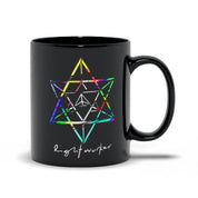 Lightworker Merkaba Sacred Geometry Abstract Black Mugs - plusminusco.com