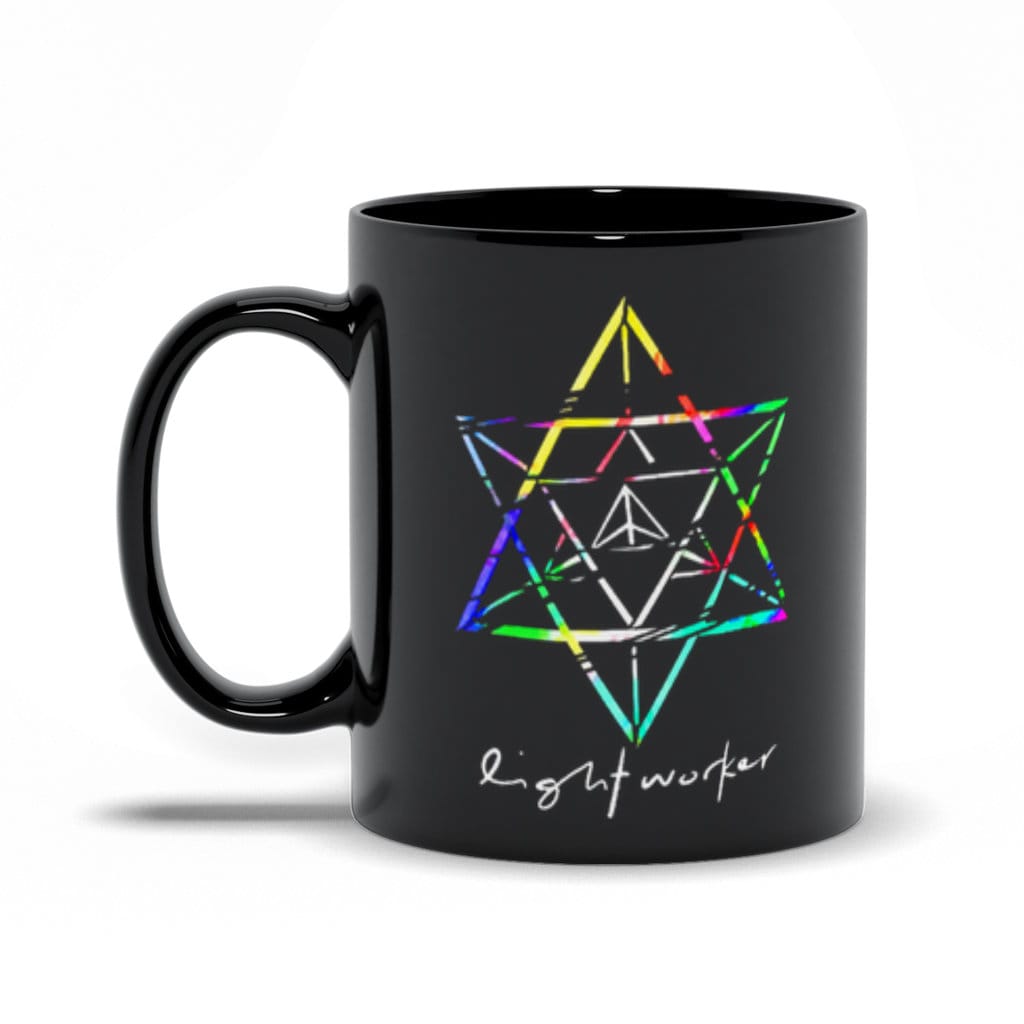 Lightworker Merkaba Sacred Geometry Abstract Black Mugs - plusminusco.com