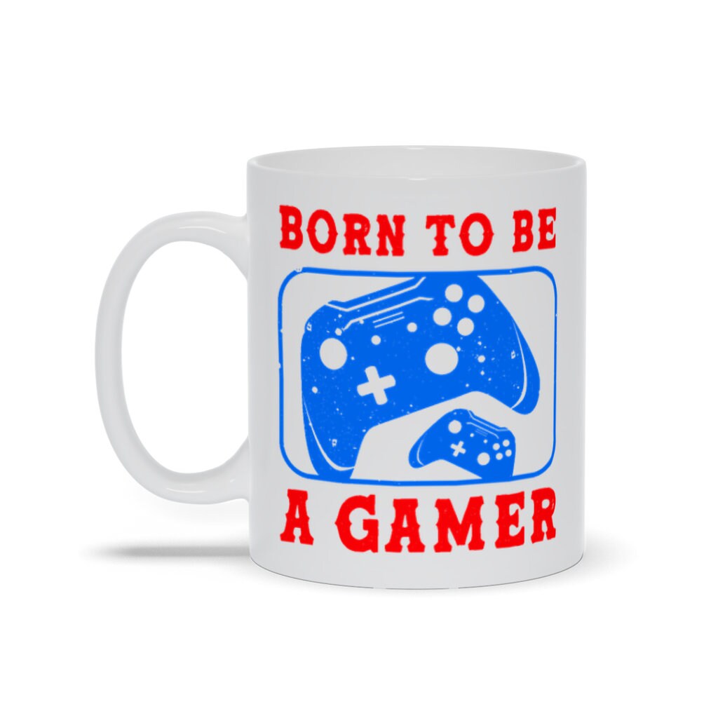 Born To Be A Gamer ホワイトマグ、ビデオゲームマグ、オンラインゲーマーギフト、ゲームコントローラー、ビデオゲーム愛好家、ボーイズティーンゲーム、 - plusminusco.com