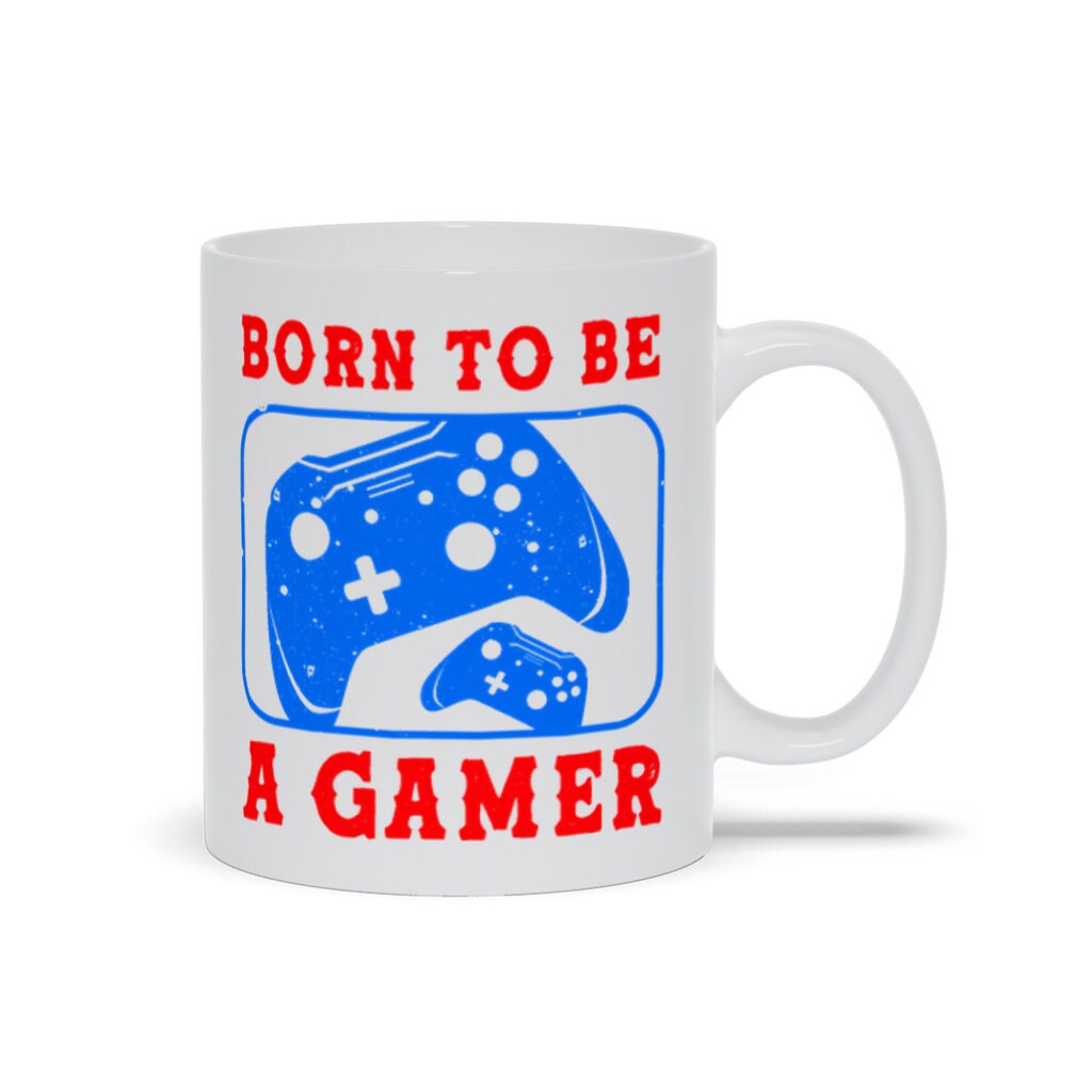 Born To Be A Gamer White κούπες, κούπα βιντεοπαιχνιδιών, δώρο διαδικτυακού παίκτη, ελεγκτής παιχνιδιών, λάτρης βιντεοπαιχνιδιών, Boys Teens Gaming, - plusminusco.com