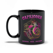 Capricorn | Responsible, Caring ,Open-Hearted Black Mugs - plusminusco.com