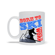 Born To Ski Forced To Work Mugs - plusminusco.com