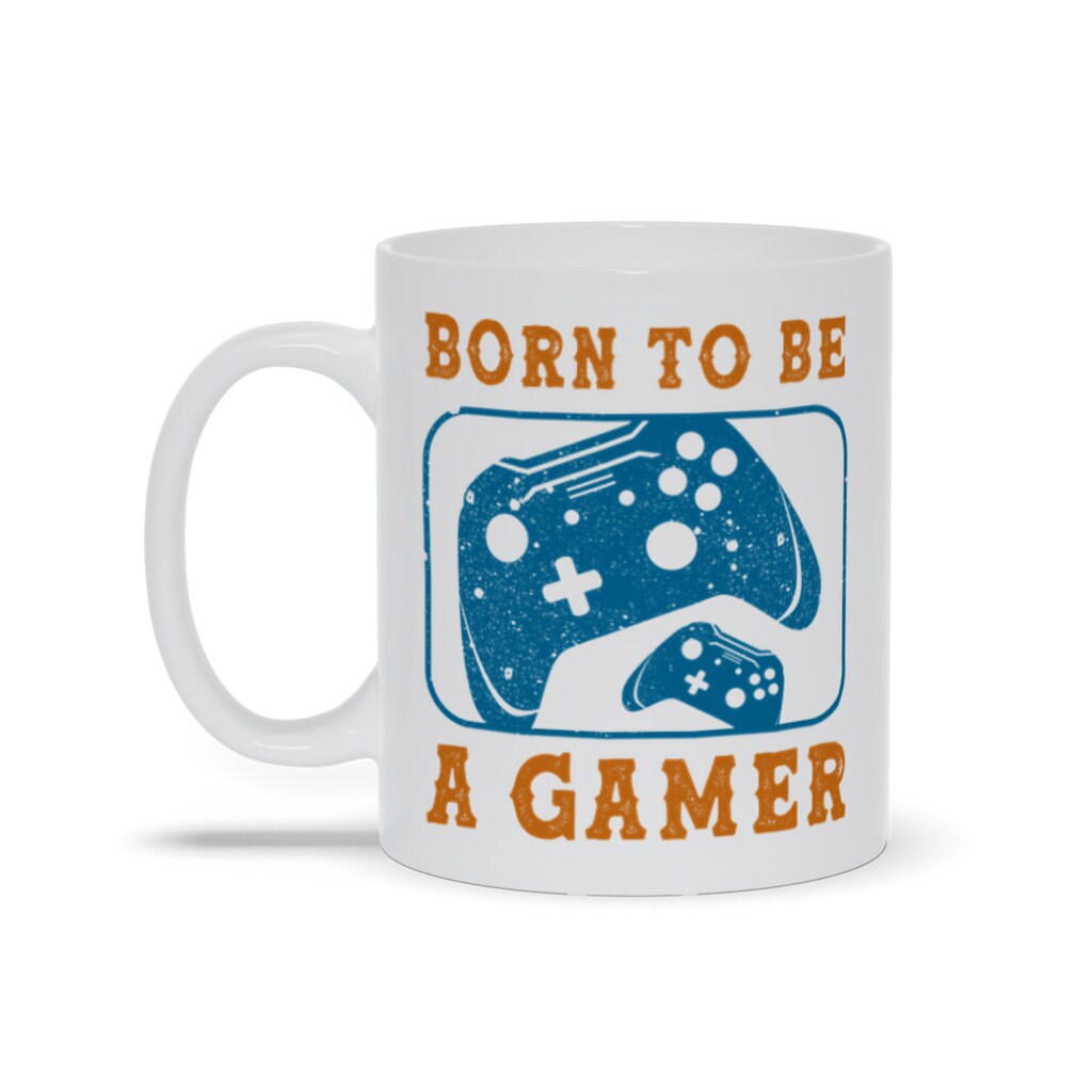 Born To Be A Gamer Mugs, Born To Be A Gamer White Mugs,Tölvuleikjakrús, Online Gamer Gift, Game Controller, Tölvuleikjaunnandi, Strákar unglingar - plusminusco.com