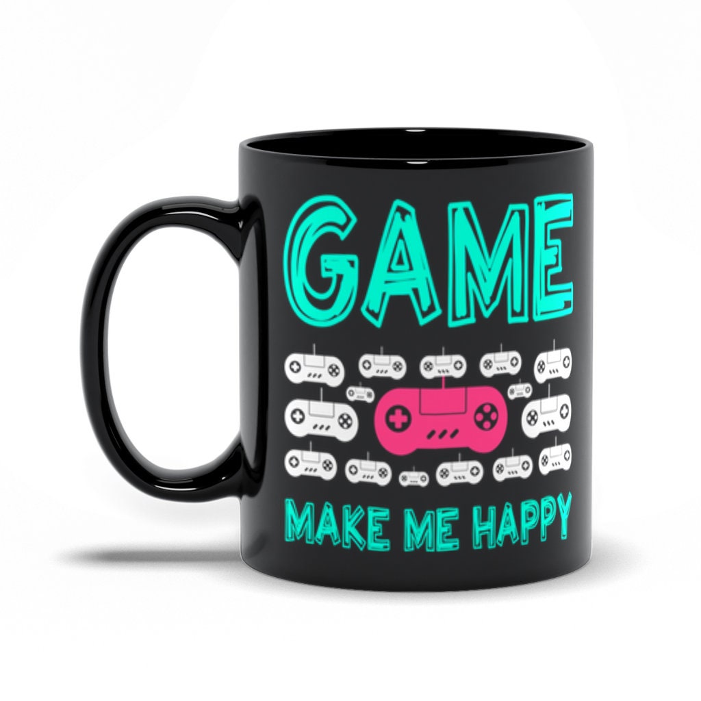 Παιχνίδι Make Me Happy Μαύρες κούπες, Το gaming με κάνει ευτυχισμένο, όχι τόσο πολύ, κούπα βιντεοπαιχνιδιών, δώρο διαδικτυακού παίκτη, ελεγκτής παιχνιδιών, λάτρης βιντεοπαιχνιδιών - plusminusco.com