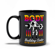 Body Building Center Gym At Fitness Black Mugs, Men's Weight Lifting, Athletic T-Shirt, Gym Workout, Fitness Sports - plusminusco.com