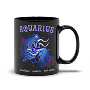 Aquarius Humanitarian Assertive Open-Minded Black Mugs, Zodiac Art Gifts, Zodiac Aquarius, Gift for Aquarius, Aquarius Birthday, Aquarius - plusminusco.com