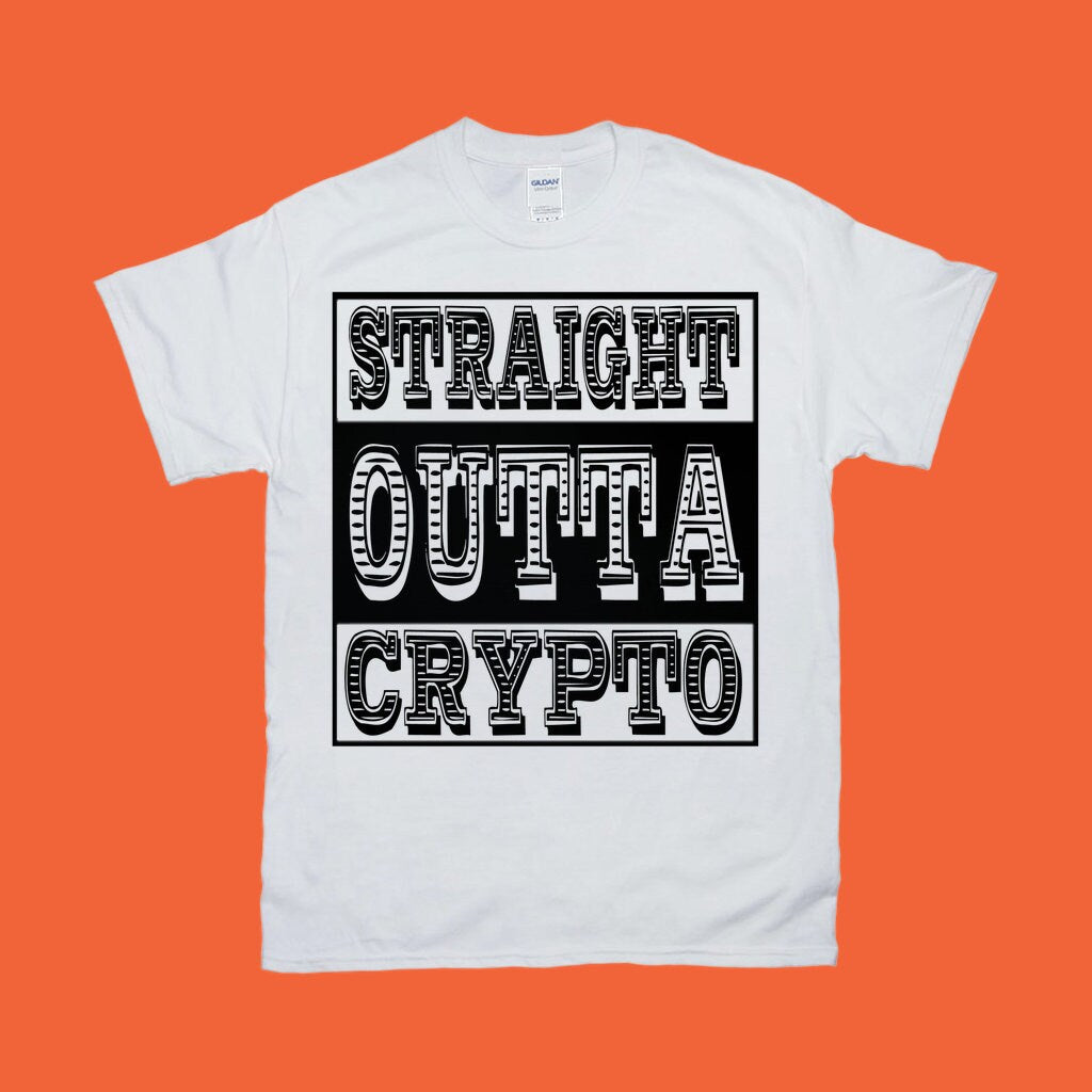 Tiesūs Outta Crypto marškinėliai – plusminusco.com