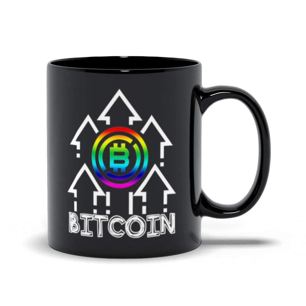 Daugiaspalviai Bitcoin juodi puodeliai - plusminusco.com