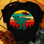 T-Rex Ufo træ | Retro Sunset T-shirts - plusminusco.com