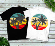 Рубашка унисекс с тропическим закатом || Пляжная рубашка с тропическим закатом || Тропическая рубашка для отдыха || Винтажная летняя футболка Шир - plusminusco.com
