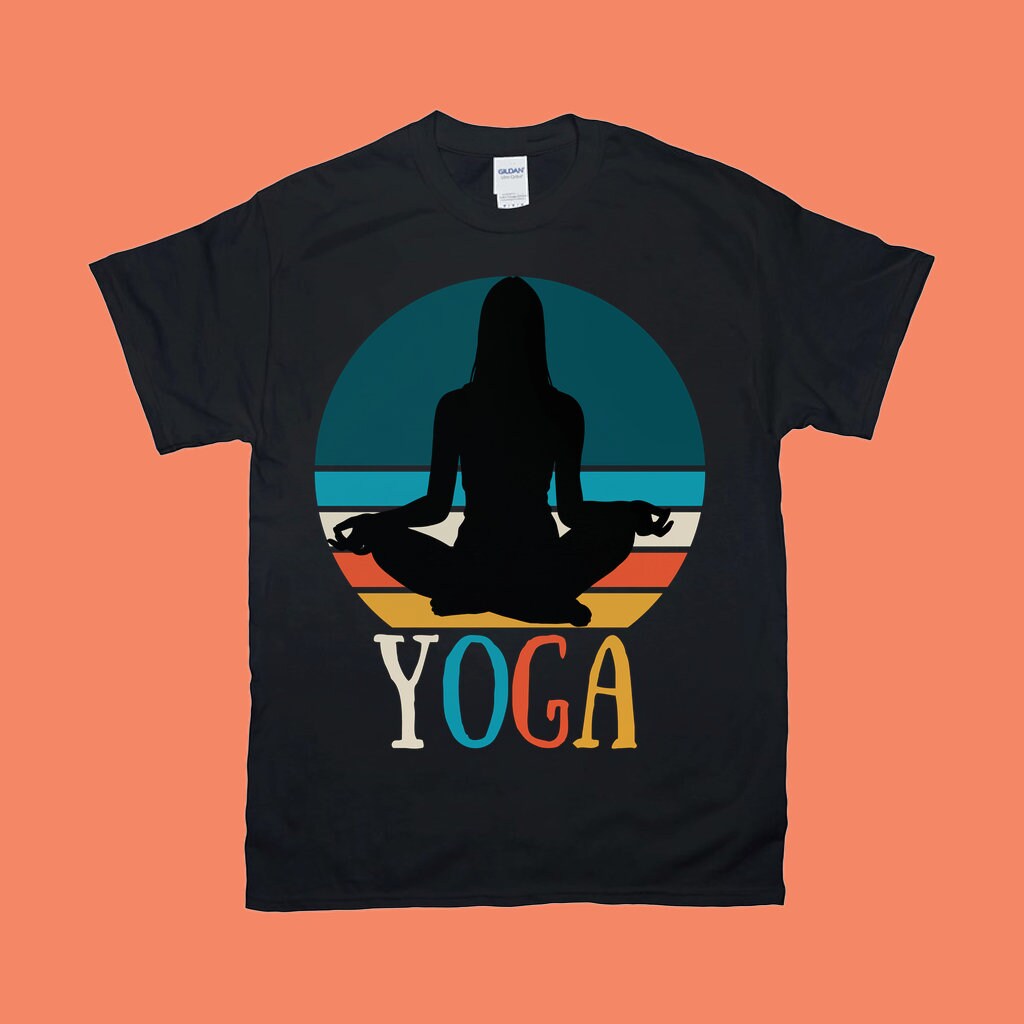 Dívka z jógy | Retro trička Sunset, dárkové tričko na jógu, tričko Namaste, dárek pro jogína, košile pro milovníky jógy, meditační košile, tričko na jógu, tričko na jógu - plusminusco.com