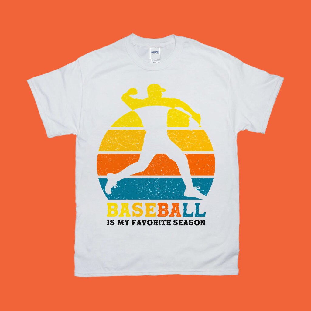 Beisebol é minha temporada favorita | Camisetas retrô do pôr do sol, camiseta de beisebol, beisebol fofa, camisa de mãe de beisebol, camiseta esportiva, presente para amante de beisebol - plusminusco.com