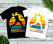 Baseball je moje oblíbená sezóna | Retro trička Sunset,Baseballové tričko, Roztomilé baseballové ,Baseballové tričko pro maminky, Sportovní tričko, Dárek pro milovníky baseballu - plusminusco.com