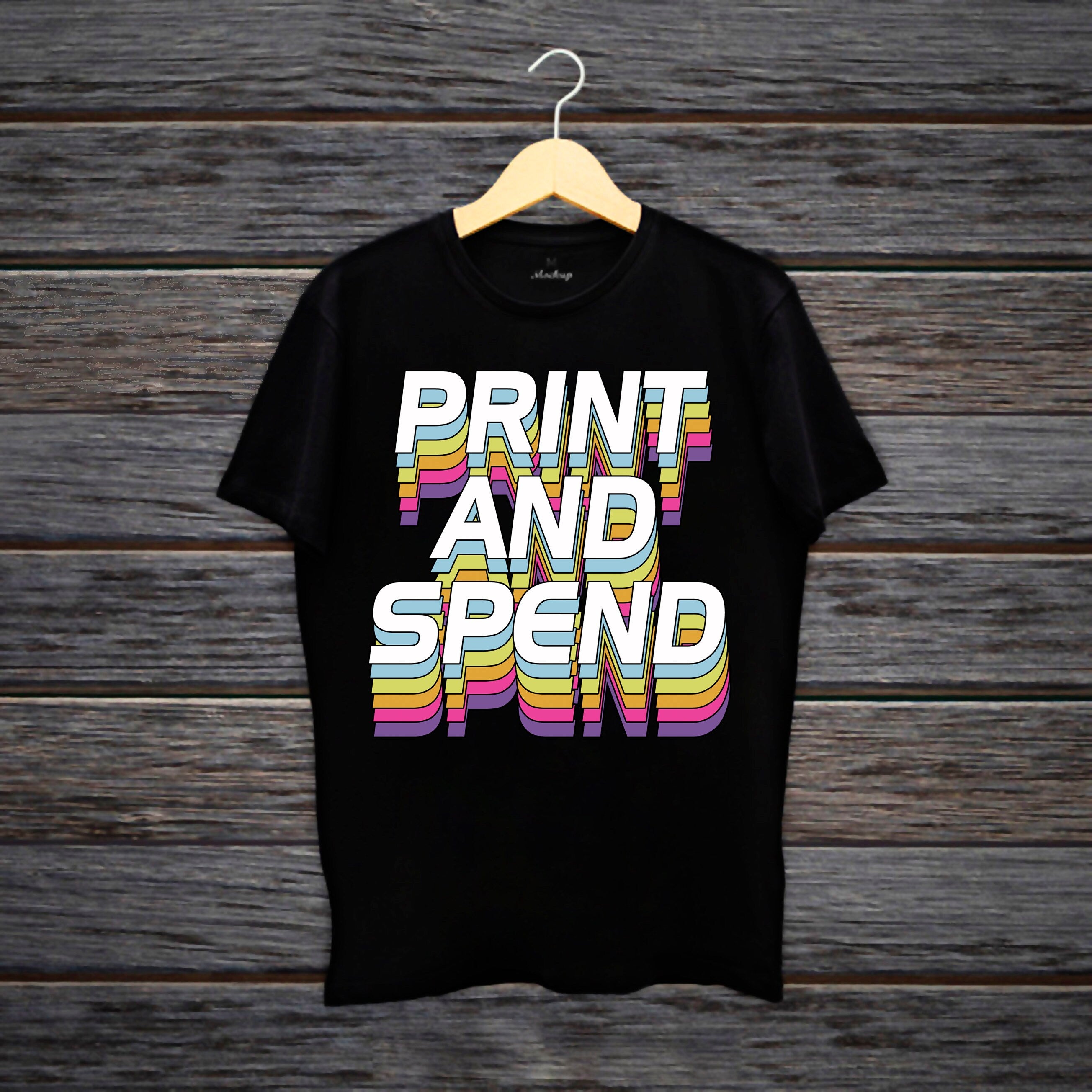 प्रिंट करें और खर्च करें | बहुरंगा प्रिंट टी-शर्ट - प्लसमिनस्को.कॉम