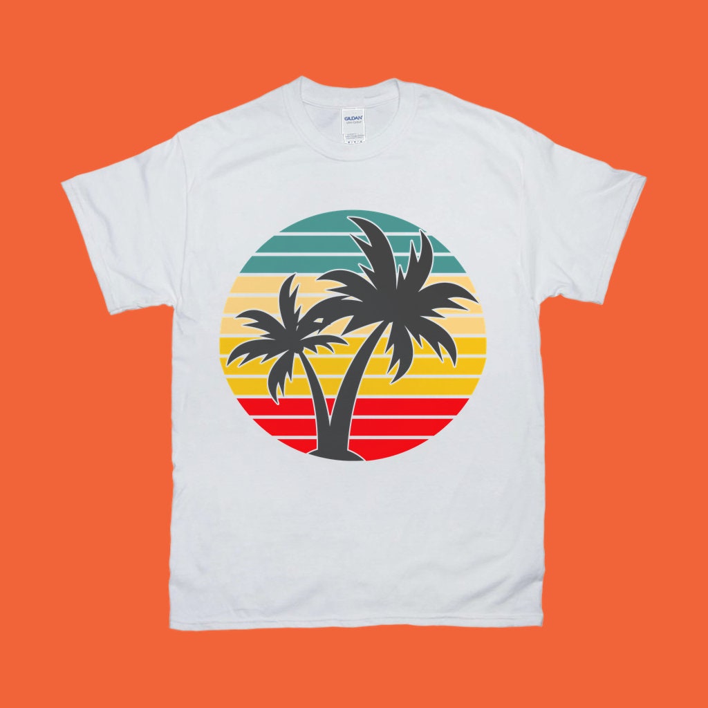 Unisex srajca Tropical Sunset || Beach Tropical Sunset Shirt || Tropska počitniška srajca || Vintage poletna majica s kratkimi rokavi - plusminusco.com