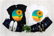 In A World Full Of Roses Be A Sunflower, Distressed T-Shirts, Sunflower Shirt, Flower Shirt, Inspirational Shirt, Nature Lover Shirt - plusminusco.com