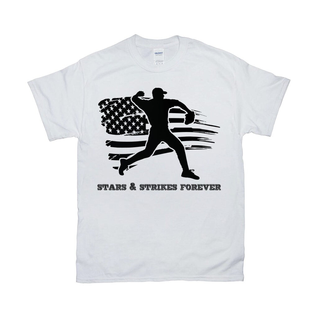 Stars & Strikes Forever | Baseball | American Flag T-Shirts, Baseball Shirts, Baseball Mom,Baseball Birthday Party,  Baseball Gifts for Boys - plusminusco.com