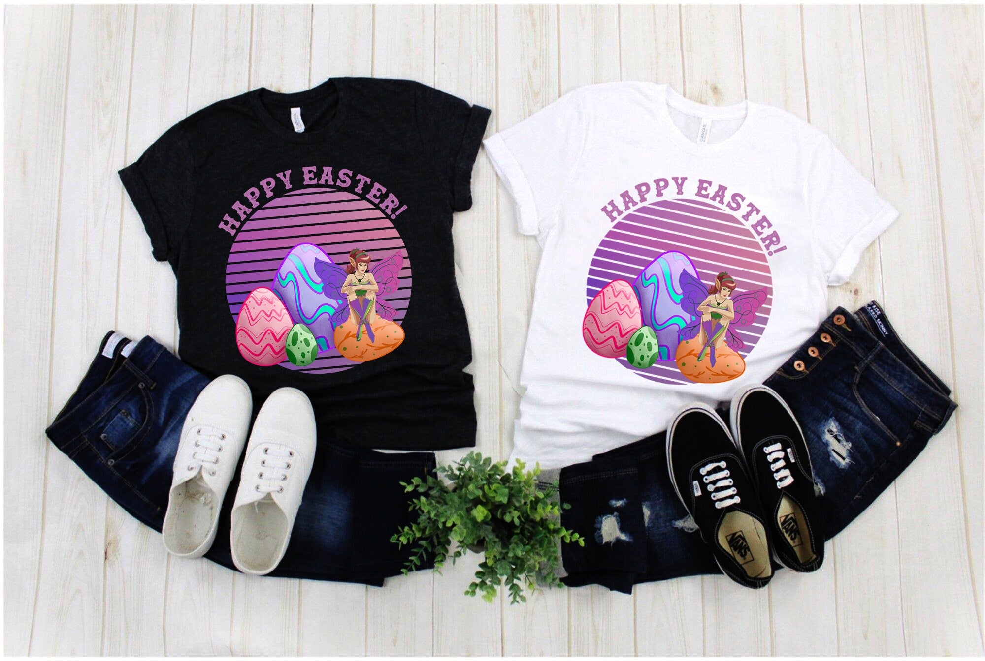 Joyeuses Pâques! | Oeufs de fée | T-shirts coucher de soleil - plusminusco.com