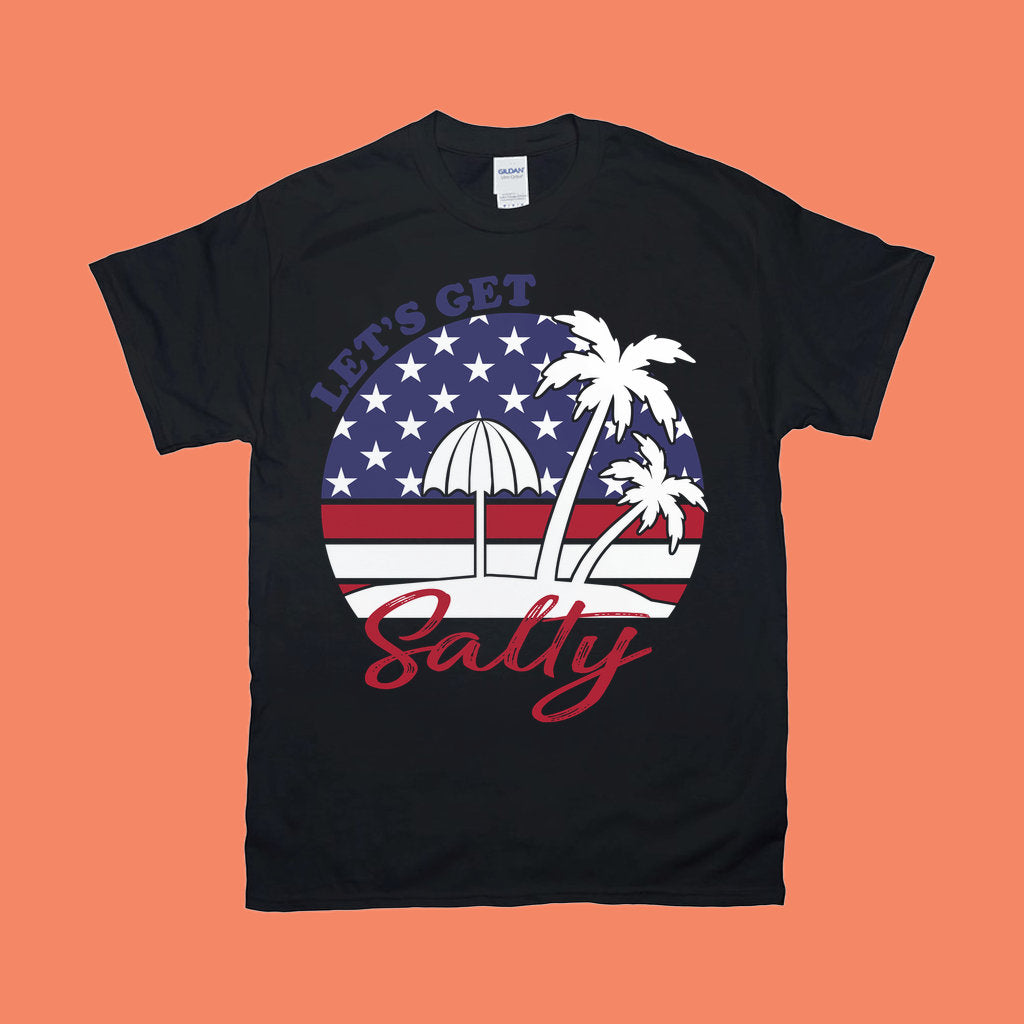 塩味をとりましょう |アメリカ国旗 T シャツ - plusminusco.com