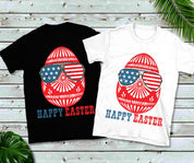 Happy Easter, majice z ameriško zastavo, majica s kratkimi rokavi Happy Easter, majica z zajčki, majica s sončnimi očali z zajčki, majica z velikonočnim jajcem, ameriška vesela velika noč - plusminusco.com