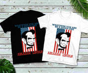 Kad ir koks tu bebūtų, būk geras, Abraomo Linkolno marškinėliai, Amerikos marškinėliai, Amerika, liepos 4 d. marškinėliai, unisex dydžio, JAV, Abe Lincoln, patriotinis – plusminusco.com