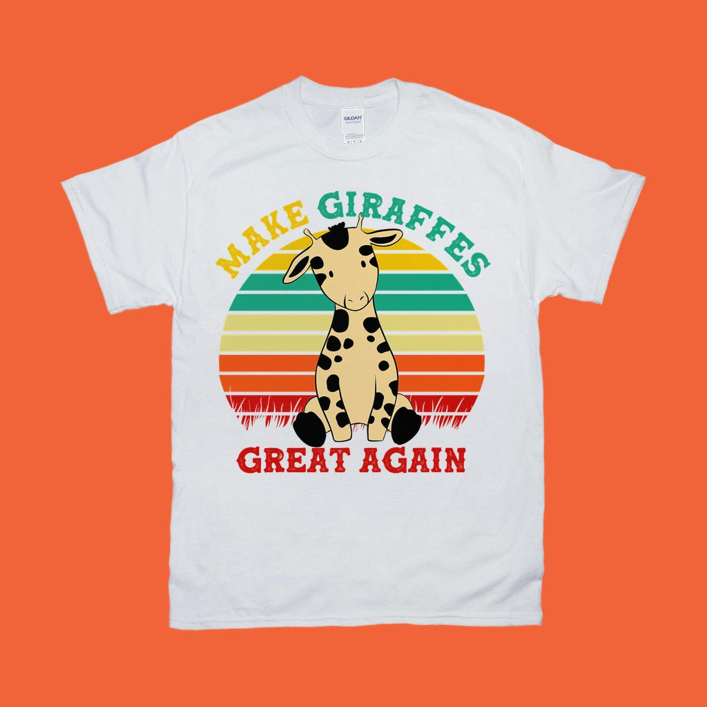 Rendre les girafes encore plus belles | T-shirts rétro coucher de soleil - plusminusco.com