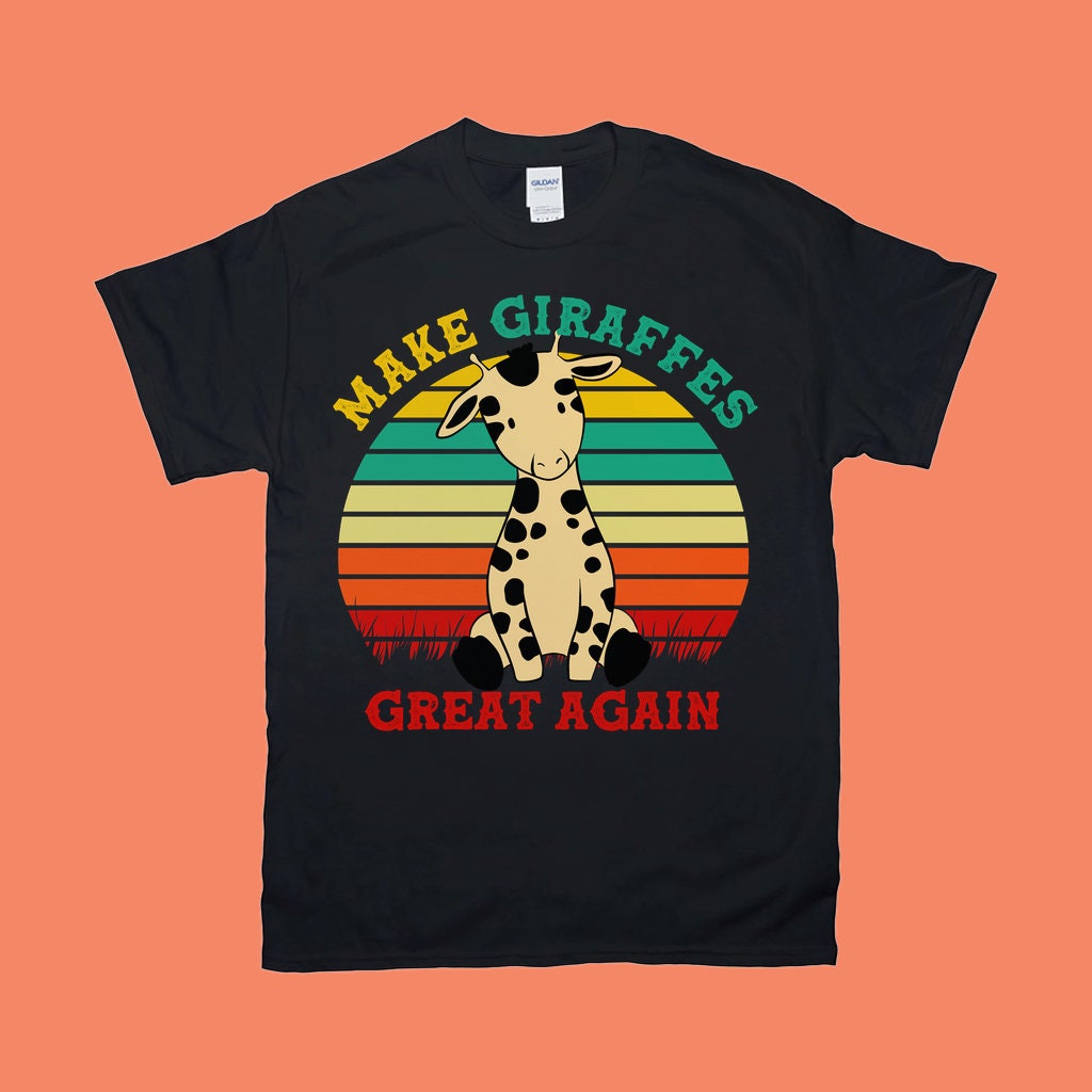Machen Sie Giraffen wieder großartig | Retro-Sonnenuntergang-T-Shirts - plusminusco.com