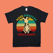 Gawing Dakila ang mga Giraffe | Mga Retro Sunset T-Shirt - plusminusco.com