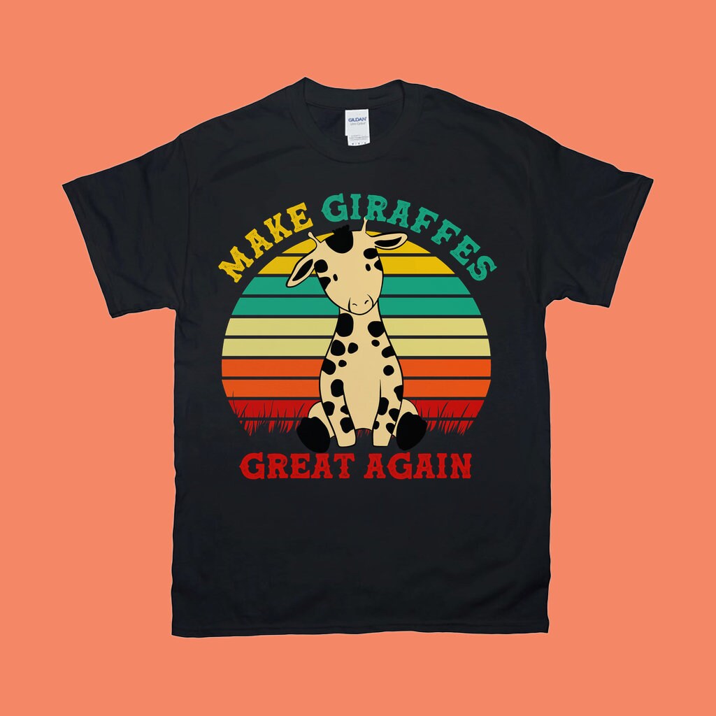 Rendre les girafes encore plus belles | T-shirts rétro coucher de soleil - plusminusco.com