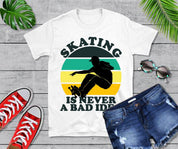 Skating Is Never A Bad Idea | Male Skateboard | Retro Sunset T-Shirts gift for him, skate shirt, skateboard, skateboard shirt, skateboard tshirt, skateboarding, skateboarding shirt, skater, skater gift, skater gifts, skater shirt, streetwear, streetwear shirt - plusminusco.com