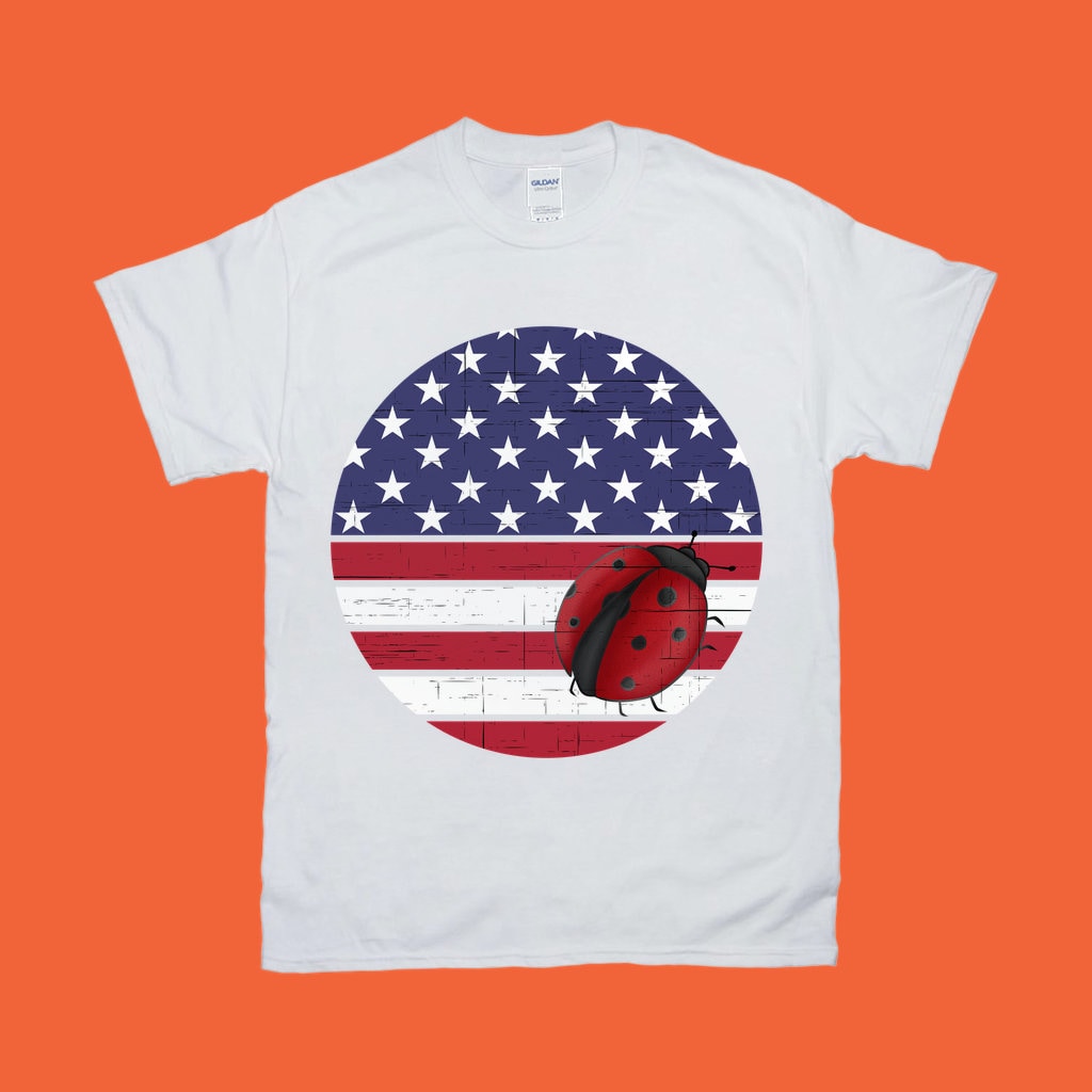 Ладибуг Роунд | Америцан Флаг Дистрессед Дарк Т-Схиртс - плусминусцо.цом