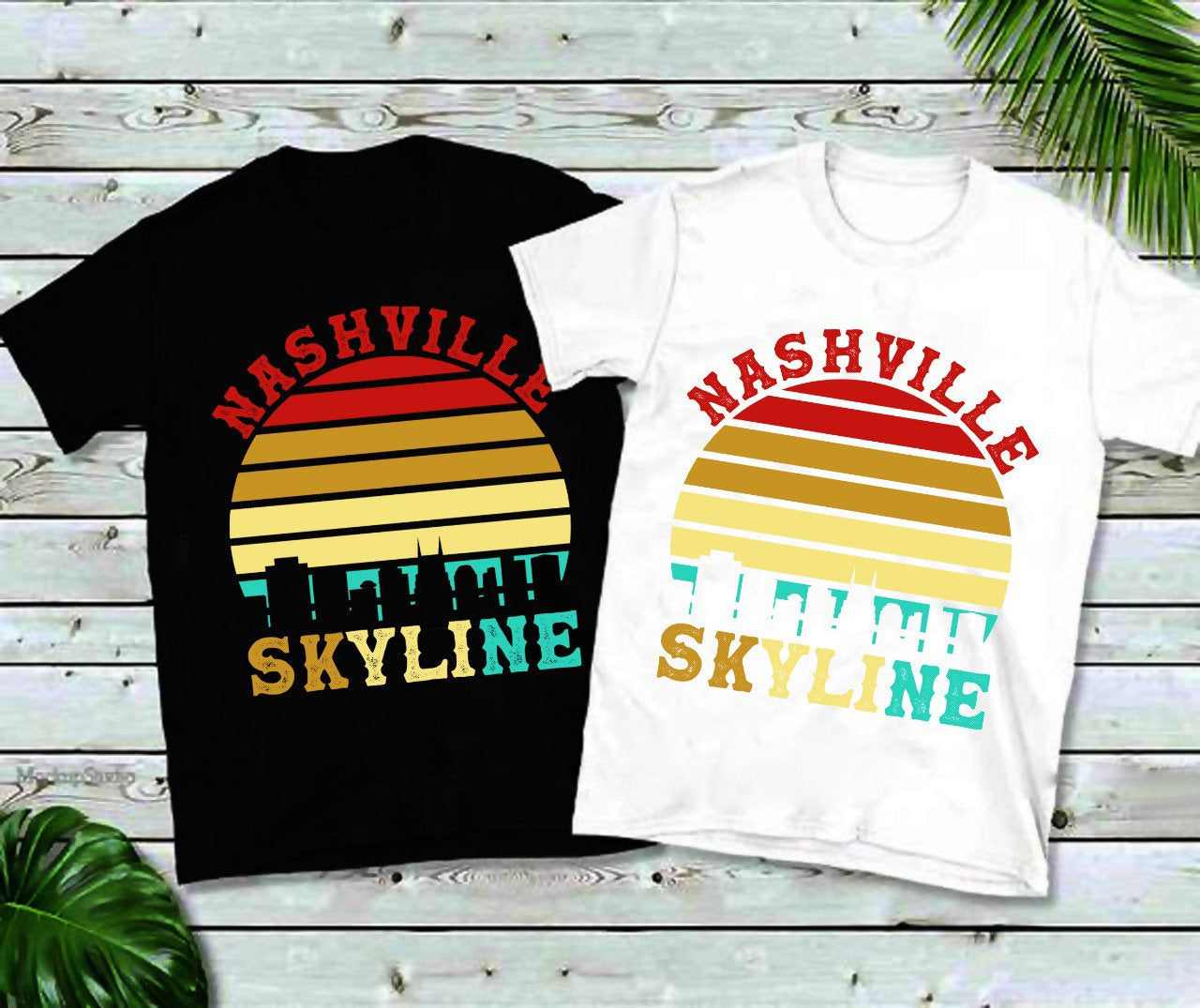 Нашвил Skyline | Ретро залез, риза Nashville, риза Tennessee, Nashville Tennessee, ризи Nashville, тениска Nashville, подарък Nashville - plusminusco.com