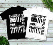 अमेरिकी ट्रक चालक | अमेरिकी ध्वज टी-शर्ट - प्लसमिनस्को.कॉम