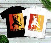Født til at kæmpe mod ægteskab Karate T-shirt Gymnastiktøj Vægttræning Træning Øvelse Kick Boksning MMA Taekwondo Martial Arts Gym - plusminusco.com
