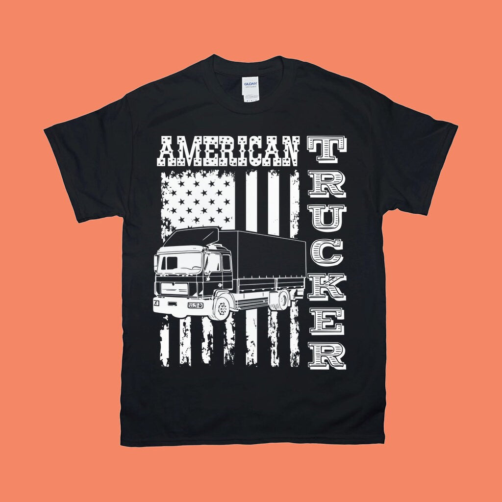 Amerikaanse vrachtwagenchauffeur | T-shirts met Amerikaanse vlag - plusminusco.com