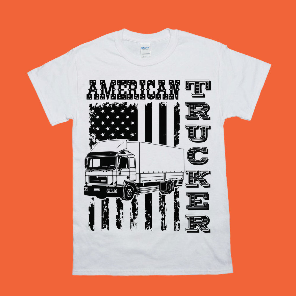 अमेरिकी ट्रक चालक | अमेरिकी ध्वज टी-शर्ट - प्लसमिनस्को.कॉम