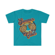 Retro Summer Vibes Leopard Óculos de sol Camisa Vintage Summer Beach Tee Divertido Camisa de verão Família Férias de verão Óculos de leopardo - plusminusco.com