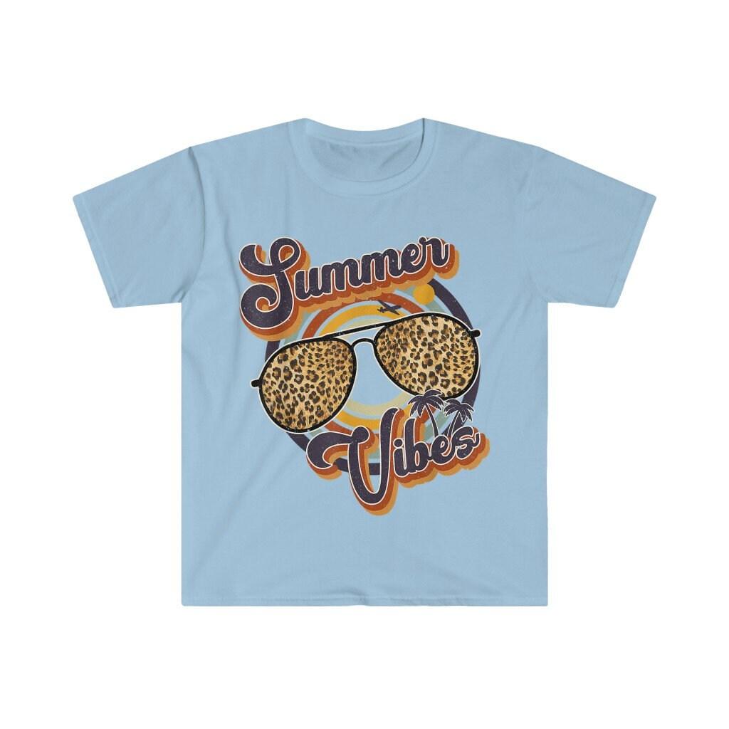 Леапардавыя сонцаахоўныя акуляры Retro Summer Vibes Vintage Summer Beach Tee Fun Summer Shirt Family Summer Vacation Леапардавыя акуляры - plusminusco.com