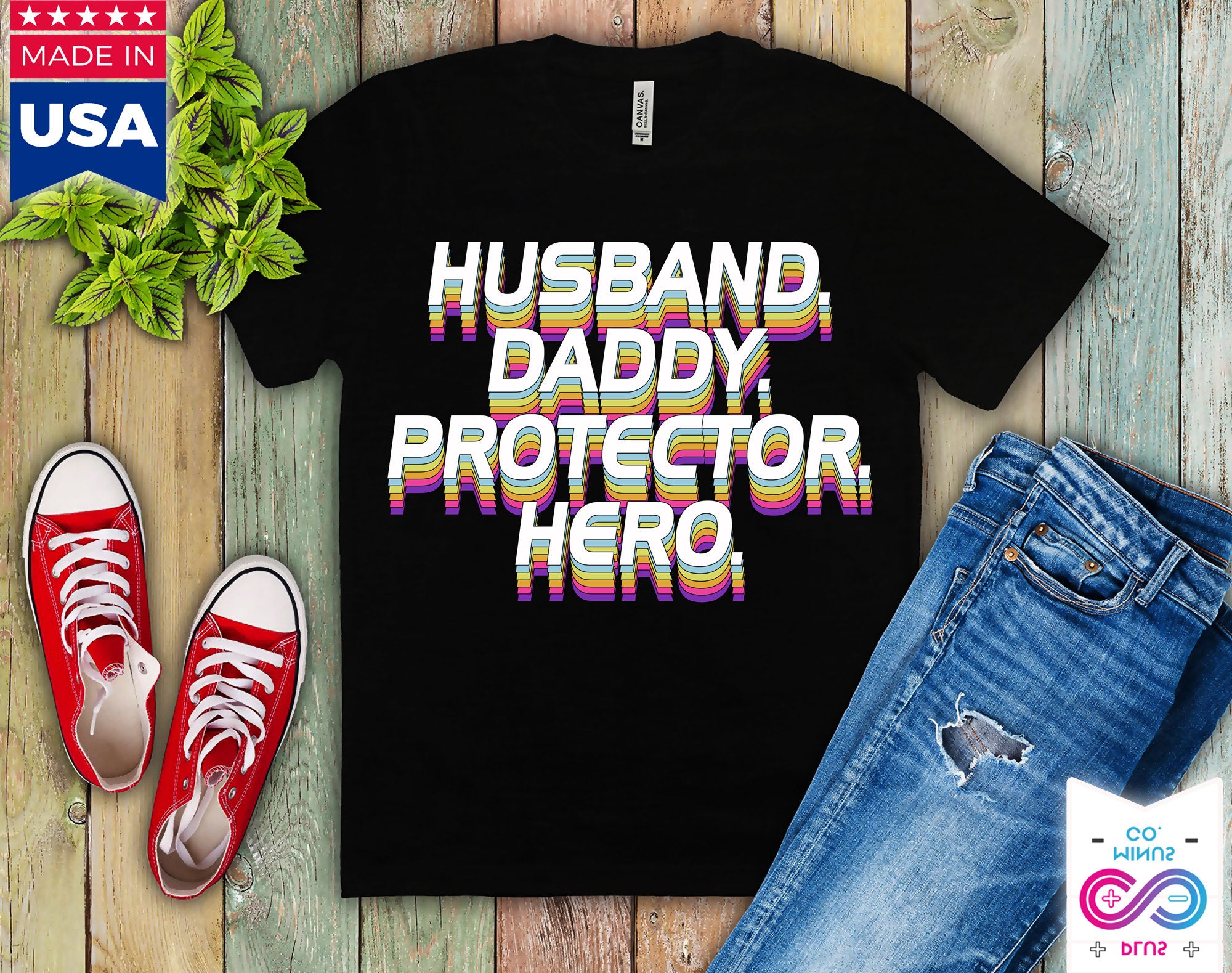Majice kratkih rukava Husband Daddy Protector Hero, poklon za Očev dan, personalizirana majica za tatu, majica za heroja, poklon za Dan očeva, majica za tatu, majica za Dan očeva - plusminusco.com